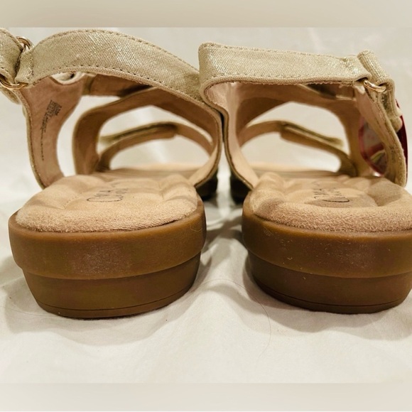 NIB Mia Amore “Terry” Women's Gold Metallic Linen Hook & Loop Strappy Sandals. - Picture 6 of 10